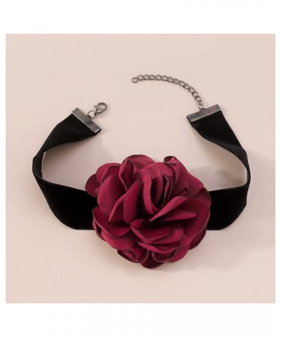 Gothic Rose Flower Necklace Black Velvet Choker Necklace for Women and Girls $8.11 Necklaces