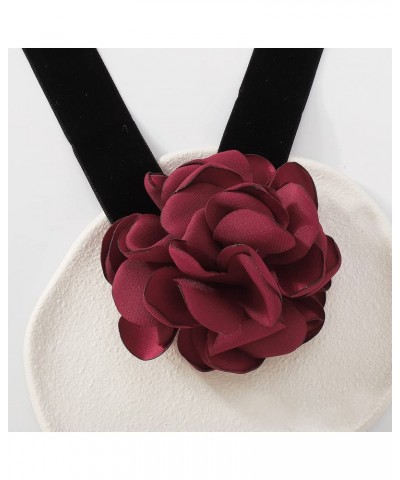 Gothic Rose Flower Necklace Black Velvet Choker Necklace for Women and Girls $8.11 Necklaces