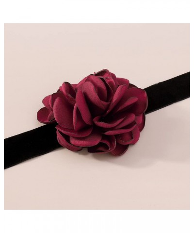 Gothic Rose Flower Necklace Black Velvet Choker Necklace for Women and Girls $8.11 Necklaces