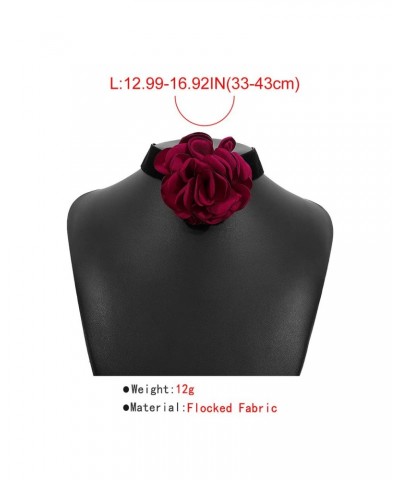 Gothic Rose Flower Necklace Black Velvet Choker Necklace for Women and Girls $8.11 Necklaces