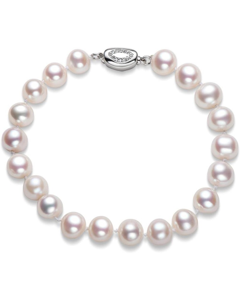 Freshwater Cultured Pearl Bracelet White Pearl All Shape Clasp Strand Bracelets for Women Jewelry Gift Size: 6-7mm/7-8mm/8-9m...