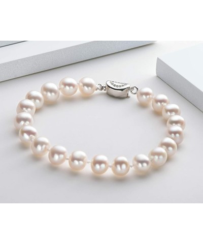 Freshwater Cultured Pearl Bracelet White Pearl All Shape Clasp Strand Bracelets for Women Jewelry Gift Size: 6-7mm/7-8mm/8-9m...