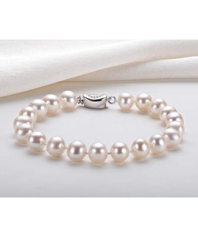 Freshwater Cultured Pearl Bracelet White Pearl All Shape Clasp Strand Bracelets for Women Jewelry Gift Size: 6-7mm/7-8mm/8-9m...