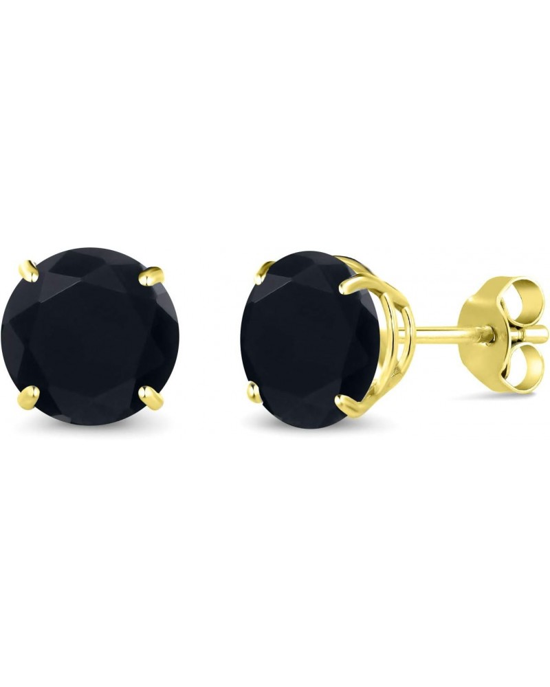 14K Yellow Gold Black Onyx Stud Earrings For Women (2.56 Cttw, Gemstone December Birthstone, Round 7MM) $52.65 Earrings