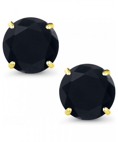 14K Yellow Gold Black Onyx Stud Earrings For Women (2.56 Cttw, Gemstone December Birthstone, Round 7MM) $52.65 Earrings