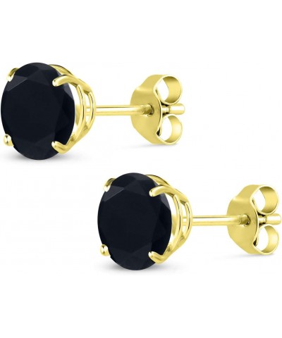 14K Yellow Gold Black Onyx Stud Earrings For Women (2.56 Cttw, Gemstone December Birthstone, Round 7MM) $52.65 Earrings