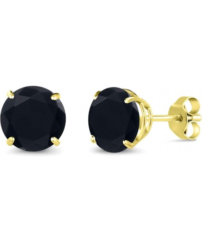 14K Yellow Gold Black Onyx Stud Earrings For Women (2.56 Cttw, Gemstone December Birthstone, Round 7MM) $52.65 Earrings