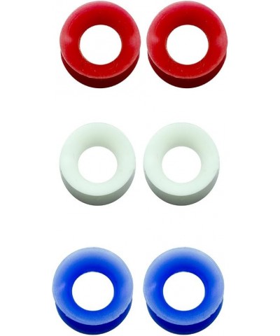 3 Pairs of Thin Silicone 2G-1/2 inch Glow in the Dark Flexible Ear Skin Tunnels Red/White/Blue 2G $6.88 Body Jewelry