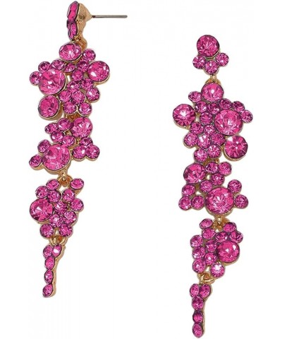 Women's Stunning Crystal Rhinestone Statement Bubble Dangle Earrings, 3.25 Fuchsia Pink Gold Tone $11.07 Earrings