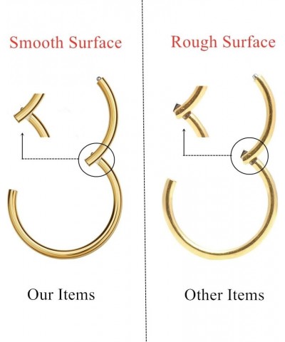 316L Surgical Steel Hinged Nose Rings Hoop 20G 18G 16G 14G, Diameter 6mm to 10mm, Color Gold - Rose Gold - Silver - Black - R...