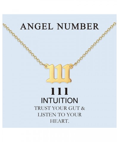 18k Gold Plated Stainless Steel Angel Number Necklaces Gold Necklace for Women Girls 111 $6.55 Necklaces