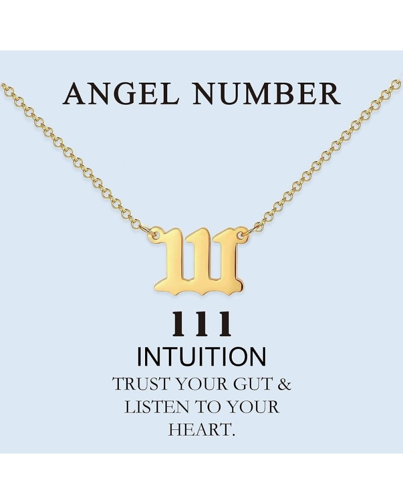 18k Gold Plated Stainless Steel Angel Number Necklaces Gold Necklace for Women Girls 111 $6.55 Necklaces