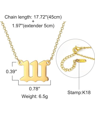 18k Gold Plated Stainless Steel Angel Number Necklaces Gold Necklace for Women Girls 111 $6.55 Necklaces