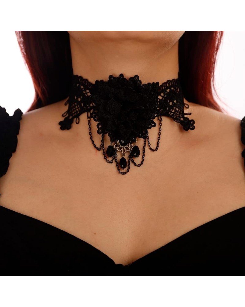 Cute Halloween Simple Cross Choker Black Lace Necklace Gothic Light Necklace for Women Girls for Teens Teen Girls Cool Sexy C...