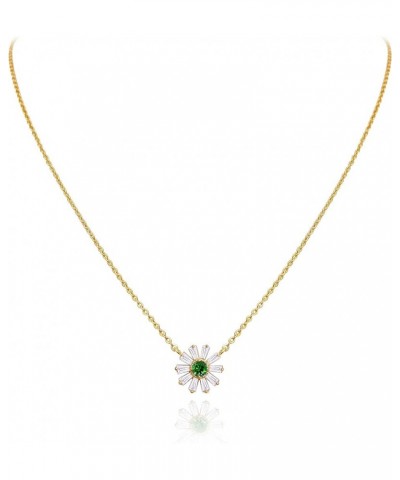 OZEL – Y Chain Daisy Pendant Necklace for women – 14k Gold Plated Brass Chain with Cubic Zirconia inlaid in Flower Stones/Nav...