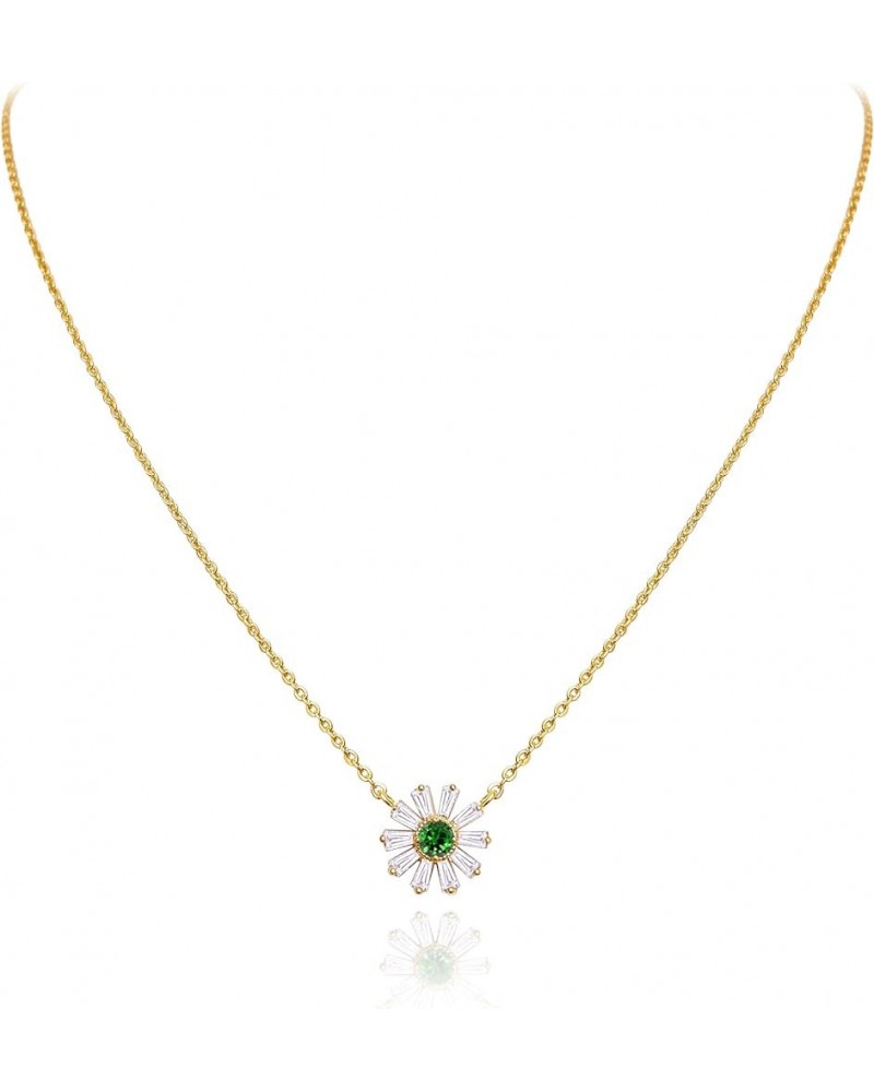 OZEL – Y Chain Daisy Pendant Necklace for women – 14k Gold Plated Brass Chain with Cubic Zirconia inlaid in Flower Stones/Nav...