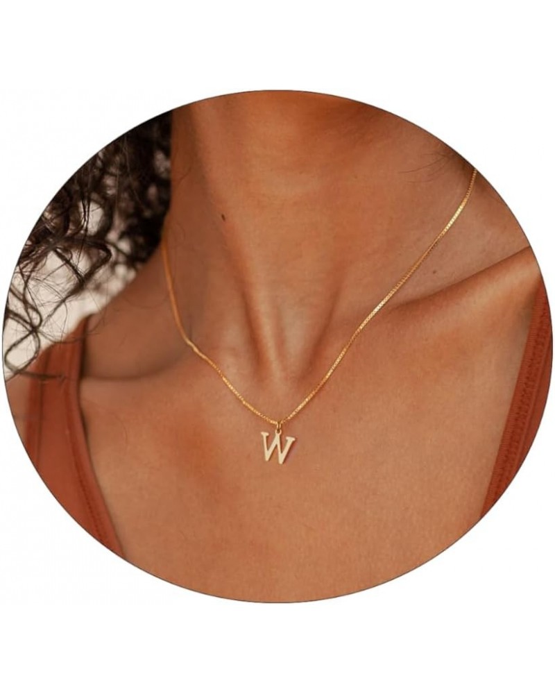 Gold Initial Necklaces for Women, Gold Plated Letter Necklace for Girls, Dainty A-Z Pendant Choker Necklace W-Gold $8.09 Neck...