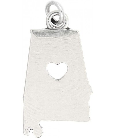 Sterling Silver Plain Outline Alabama Map with Heart Cut Out Charm (with Options) Charm $13.27 Bracelets