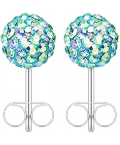 Multi-Sprinkle Dot Multi Gem Aurora Ball Ear Stud Earrings Aqua/Aurora Borealis, Ball Size: 10mm $10.19 Earrings