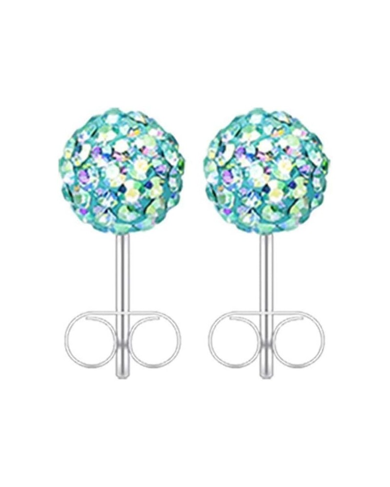 Multi-Sprinkle Dot Multi Gem Aurora Ball Ear Stud Earrings Aqua/Aurora Borealis, Ball Size: 10mm $10.19 Earrings