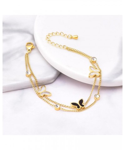 Butterfly Gold Bracelets for woman 14K Gold Plated Dainty Cute Tiny Adjustable Stainless steel Bracelets with Gift box Fashio...