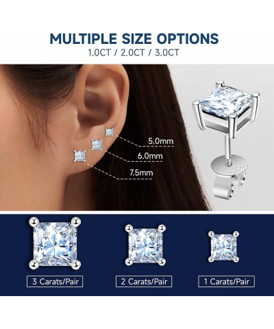 Moissanite Earrings for Men Women, 1~3ct D Color VVS1 Clarity Brilliant Round Princess Cut Lab Created Diamond Stud Earrings ...