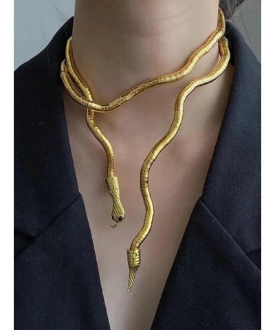 Snake Necklace Bendable Snake Bracelet Snake Shape Collar Necklace Serpent Snake Jewelry for Women Girls B:Gold $7.55 Necklaces