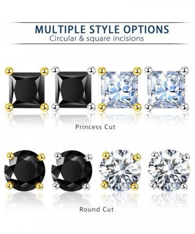 Moissanite Earrings for Men Women, 1~3ct D Color VVS1 Clarity Brilliant Round Princess Cut Lab Created Diamond Stud Earrings ...