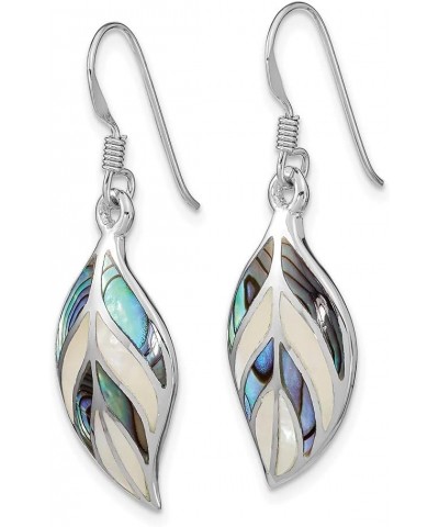 925 Sterling Silver Leaf Mother of Pearl Abalone Drop Dangle Earrings $40.99 Earrings