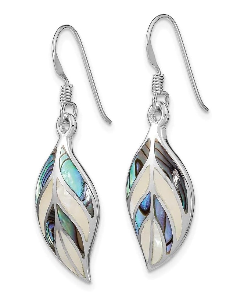 925 Sterling Silver Leaf Mother of Pearl Abalone Drop Dangle Earrings $40.99 Earrings