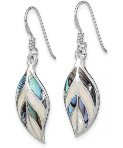 925 Sterling Silver Leaf Mother of Pearl Abalone Drop Dangle Earrings $40.99 Earrings