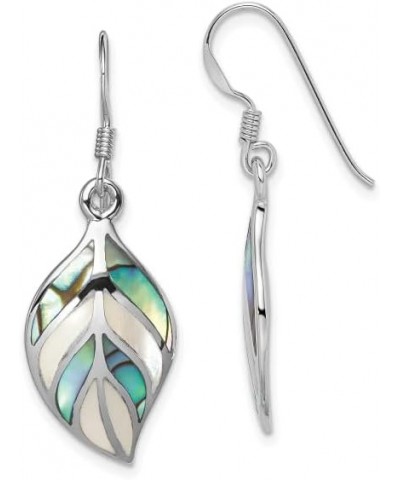 925 Sterling Silver Leaf Mother of Pearl Abalone Drop Dangle Earrings $40.99 Earrings