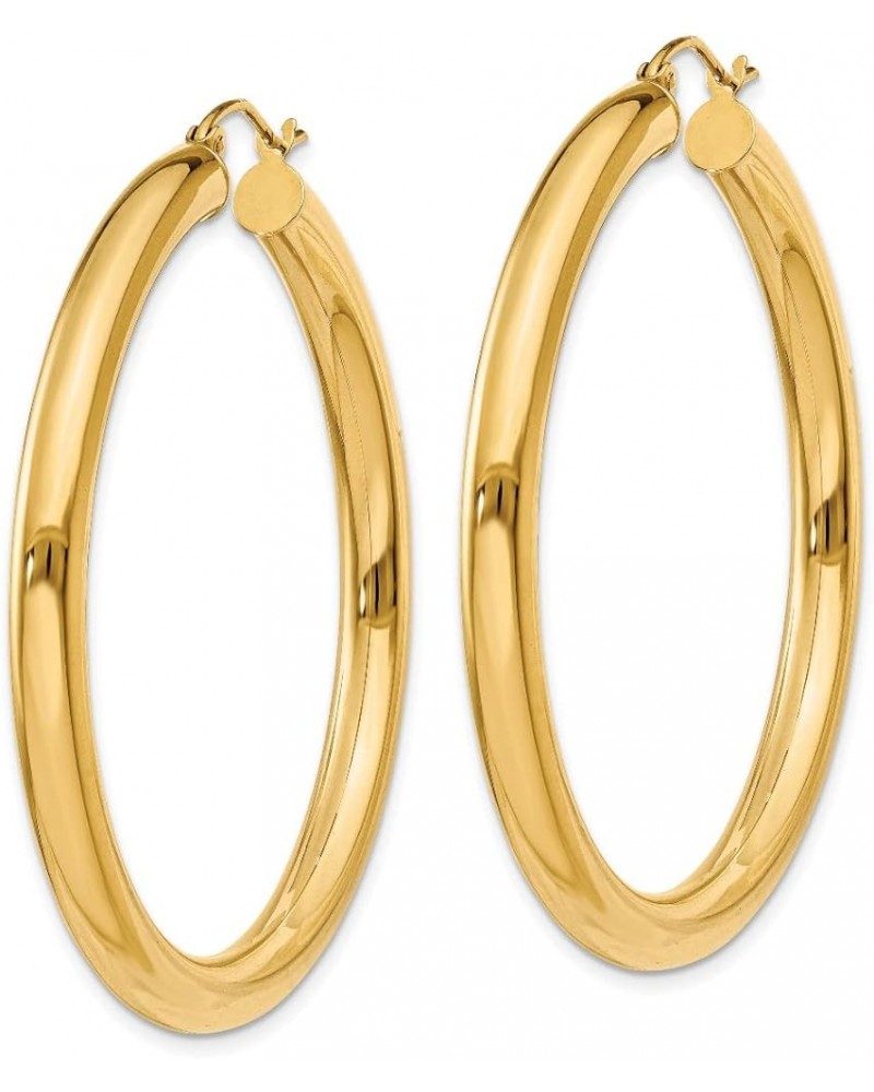 Gold Hoop Earrings 14K Yellow White Gold Polished Lightweight Tube Hoop Earrings 4mm Thickness 14K Yellow Gold $221.27 Earrings