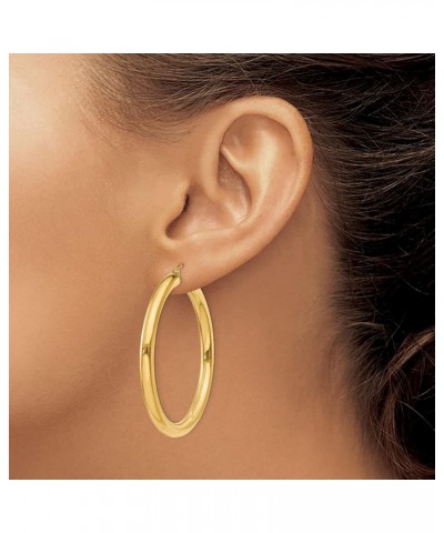 Gold Hoop Earrings 14K Yellow White Gold Polished Lightweight Tube Hoop Earrings 4mm Thickness 14K Yellow Gold $221.27 Earrings