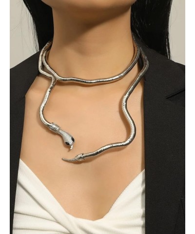 Snake Necklace Bendable Snake Bracelet Snake Shape Collar Necklace Serpent Snake Jewelry for Women Girls B:Gold $7.55 Necklaces