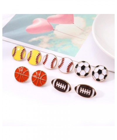 2 Pairs Beaded Baseball Earrings Sports Earring for Women Statement Game Team Sports Ball Dangle Drop Earrings Theme Party Je...