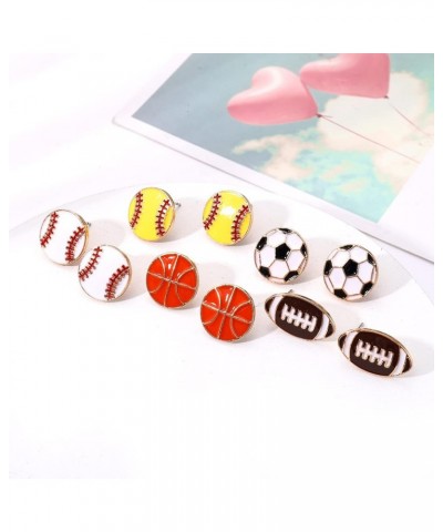 2 Pairs Beaded Baseball Earrings Sports Earring for Women Statement Game Team Sports Ball Dangle Drop Earrings Theme Party Je...