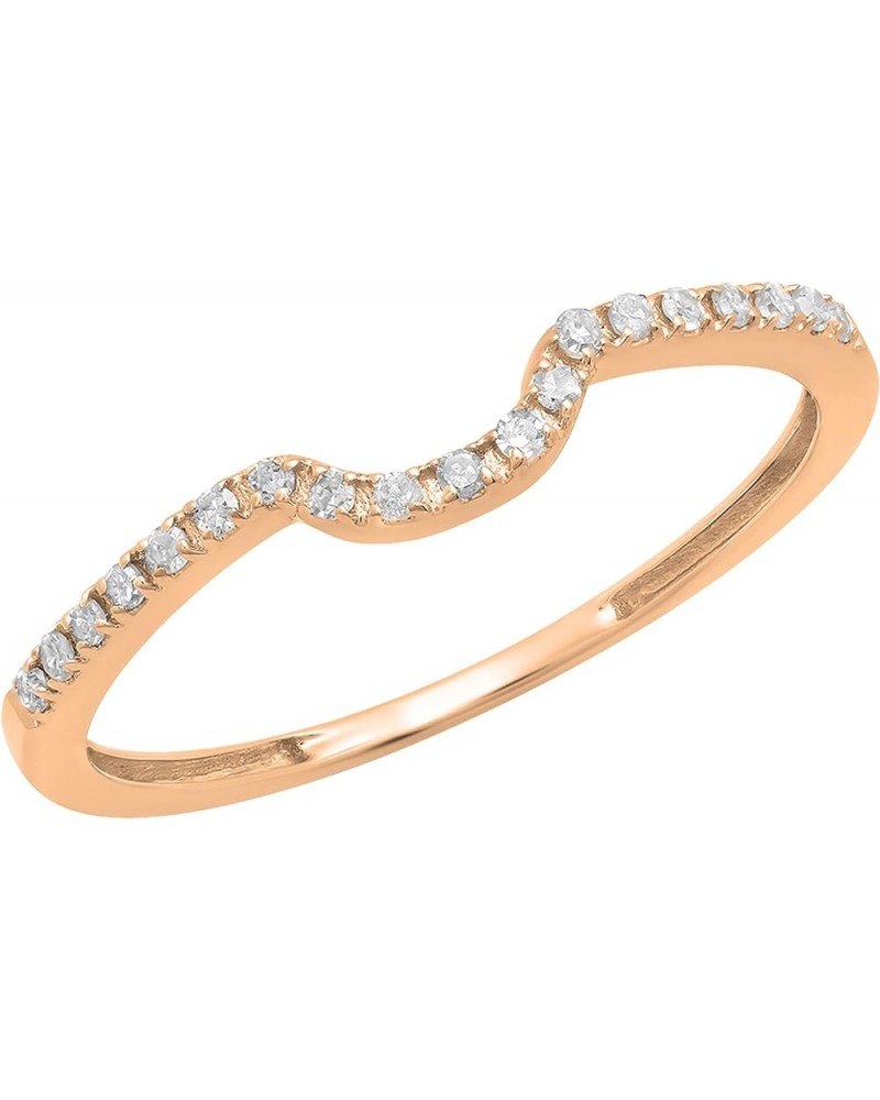 0.11 Carat (ctw) Round White Diamond Ladies Wedding Anniversary Guard Ring Band, 14K Gold 5 Rose Gold $146.29 Rings