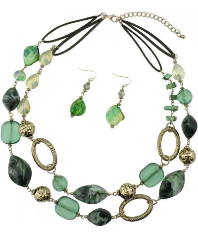 2 Strand Statement Choker Shell Necklace and Earring Set for Women Gift green $11.39 Necklaces