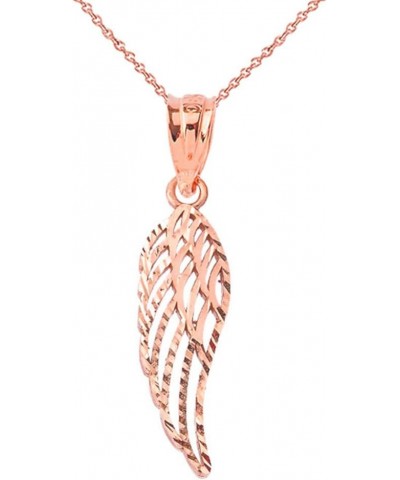 Certified 14k Gold Sparkle-Cut Open Angel Wing Pendant Necklace Rose Gold 22.0 Inches $97.99 Necklaces