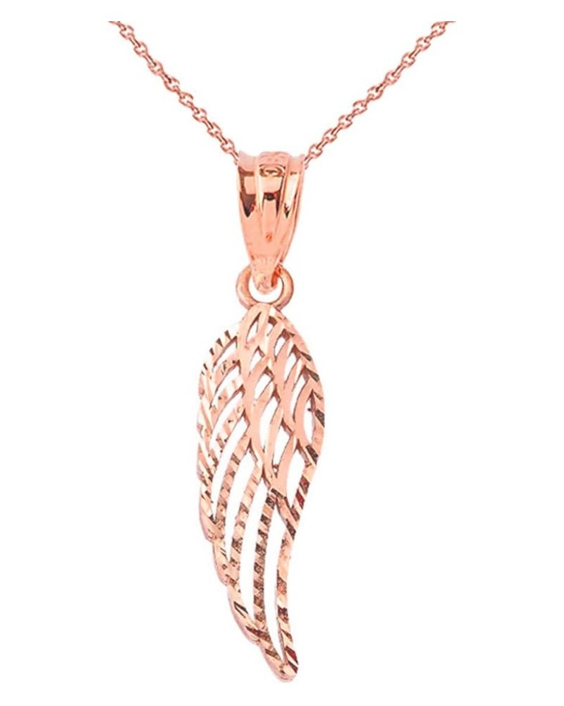 Certified 14k Gold Sparkle-Cut Open Angel Wing Pendant Necklace Rose Gold 22.0 Inches $97.99 Necklaces