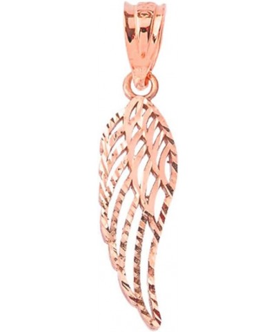 Certified 14k Gold Sparkle-Cut Open Angel Wing Pendant Necklace Rose Gold 22.0 Inches $97.99 Necklaces