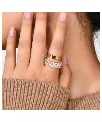 Gold Rings for Women 14K Gold Plated Rings Oval Cubic Zirconia Love Ring Eternity Stackable Rings for Women Teen Girl Oval+Lo...