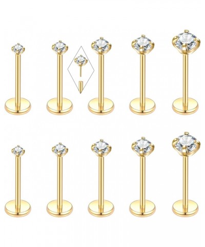 20G Push Pin Cartliage Helix Tragus Rook Daith Earlobe Earring Studs with 1.5 mm 2 mm 2.5 mm 3 mm 4 mm Top Ends, 10 Pcs, 8mm ...