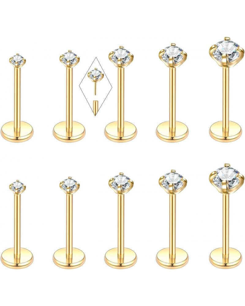 20G Push Pin Cartliage Helix Tragus Rook Daith Earlobe Earring Studs with 1.5 mm 2 mm 2.5 mm 3 mm 4 mm Top Ends, 10 Pcs, 8mm ...