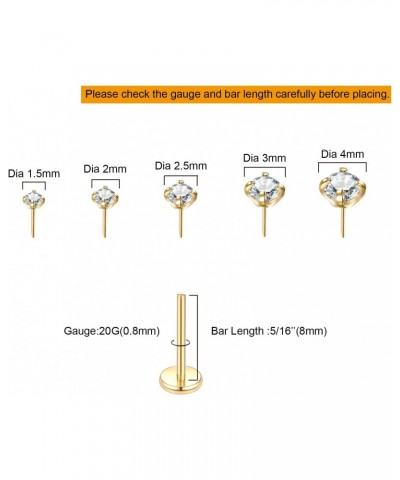 20G Push Pin Cartliage Helix Tragus Rook Daith Earlobe Earring Studs with 1.5 mm 2 mm 2.5 mm 3 mm 4 mm Top Ends, 10 Pcs, 8mm ...