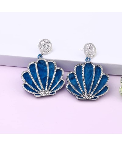 Acrylic Sea Shell Nautical Sea Beach Stud Earrings Summer Beach Earrings for Women Girls Dark Blue $10.13 Earrings