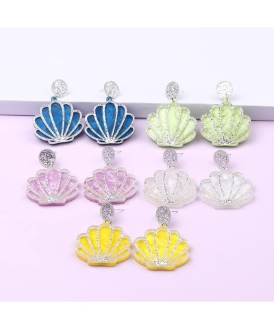 Acrylic Sea Shell Nautical Sea Beach Stud Earrings Summer Beach Earrings for Women Girls Dark Blue $10.13 Earrings