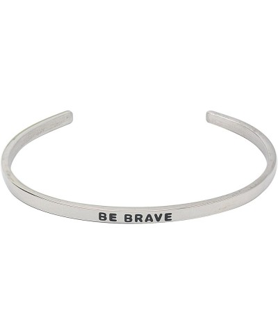 Stainless Steel Silver Inspirational Cuff Bangle Bracelets Engraving Text for Women Ladies 4mm BE BRAVE $9.85 Bracelets