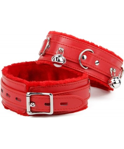 Leather choker Collar with Bell Adjustable Size for women Red $10.88 Necklaces